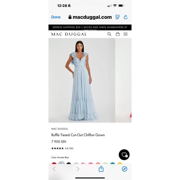 Mac Duggal 67911 Lace-Up Open-Back Formal Dress Powder Blue Size 10 NWT - Picture 8 of 13